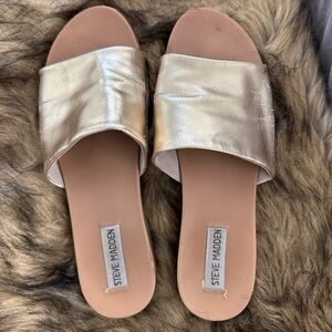 Steve Madden Metallic Gold Slide Sandals